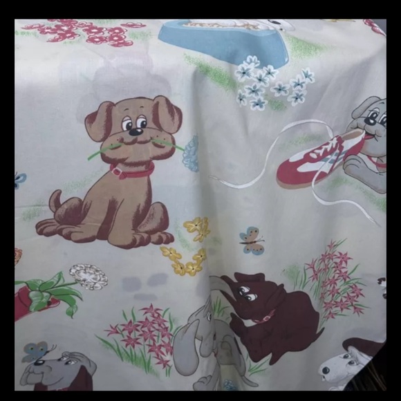 Vintage Sears Roebuck & Co. Twin Pound Puppies Flat Sheet Only Made In U.S.A. - Picture 9 of 16